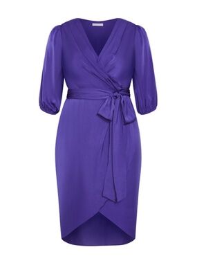 City Chic Opulent Elbow Sleeve Dress in Violet